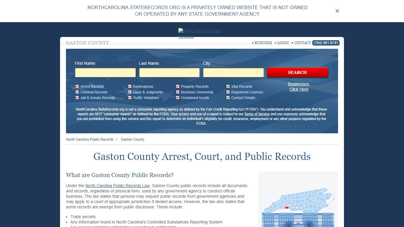 Gaston County Arrest, Court, and Public Records