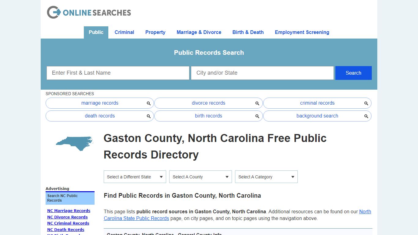 Gaston County, North Carolina Public Records Directory